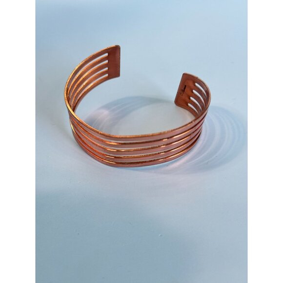 Renoir Copper Cuff Bracelet Circa 1940-1960 Openwork Design Made In USA - Picture 3 of 5